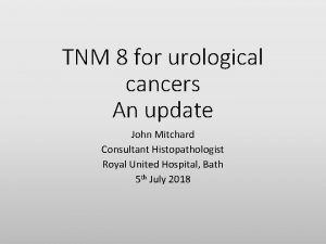 TNM 8 for urological cancers An update John