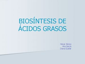 BIOSNTESIS DE CIDOS GRASOS Henar Alonso Ana Garca