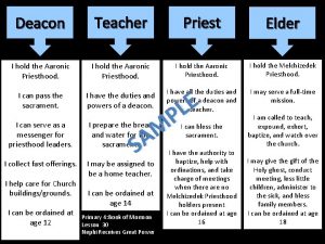 Deacon teacher priest elder