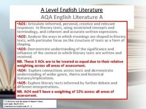 A Level English Literature AQA English Literature A