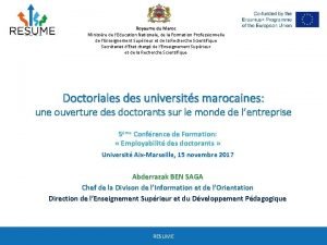 Royaume du maroc ministère de l'éducation nationale Royaume du maroc ministère de l'éducation nationale