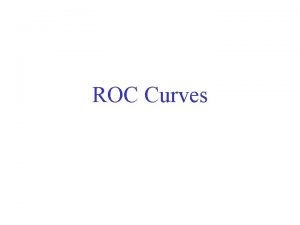 ROC Curves ROC Receiver Operating Characteristic curve ROC