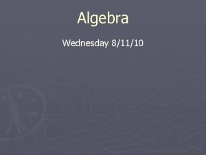 Algebra Wednesday 81110 Agenda Create math folder Create