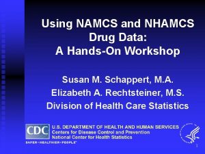 Using NAMCS and NHAMCS Drug Data A HandsOn