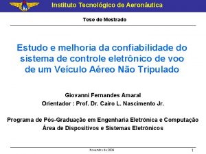 Instituto Tecnolgico de Aeronutica Tese de Mestrado Estudo