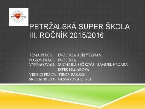 PETRALSK SUPER KOLA III RONK 20152016 TMA PRCE
