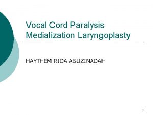 Vocal Cord Paralysis Medialization Laryngoplasty HAYTHEM RIDA ABUZINADAH