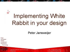 Implementing White Rabbit in your design Peter Jansweijer