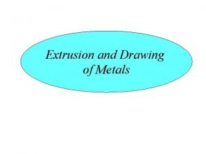 Extrusion and Drawing of Metals Introduction Extrusion It Extrusion and Drawing of Metals Introduction Extrusion It