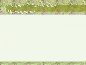 Curriculum development model