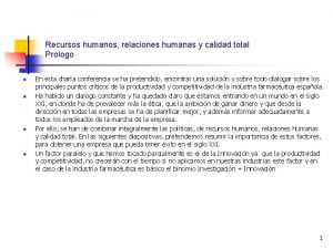 Recursos humanos relaciones humanas y calidad total Prologo