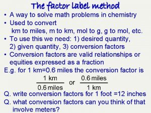 Factor label method examples