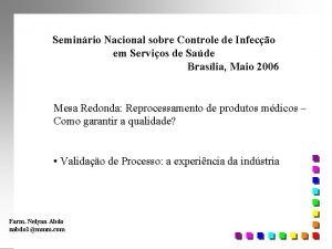 Seminrio Nacional sobre Controle de Infeco em Servios