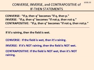 Converse inverse and contrapositive