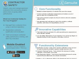 CONTRACTOR SAFETY Search view and manage approved contractor