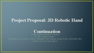 Continuation project proposal