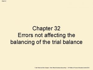 Slide 32 1 Chapter 32 Errors not affecting