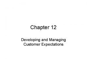 Chapter 12 Developing and Managing Customer Expectations Introduction