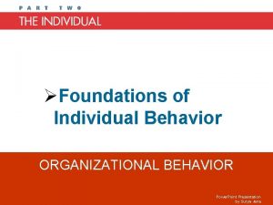 Chapter 2 Foundations of Individual Behavior ORGANIZATIONAL BEHAVIOR