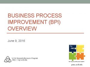BUSINESS PROCESS IMPROVEMENT BPI OVERVIEW June 9 2016