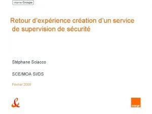 Retour dexprience cration dun service de supervision de