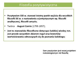 Filozofia pozytywistyczna