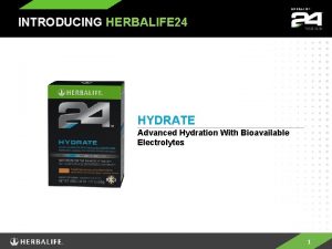 INTRODUCING HERBALIFE 24 HYDRATE Advanced Hydration With Bioavailable