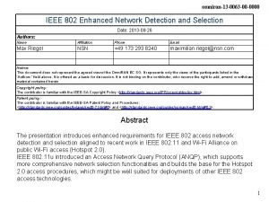 omniran13 0063 00 0000 IEEE 802 Enhanced Network