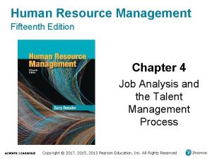 Chapter 4 job analysis and the talent management process Chapter 4 job analysis and the talent management process