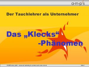 Der Tauchlehrer als Unternehmer Das Klecks Phnomen 2006