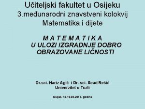 Uiteljski fakultet u Osijeku 3 meunarodni znavstveni kolokvij