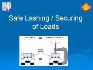 Safe Lashing Securing of Loads Safe Lashing Securing
