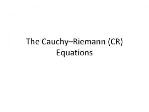 Cauchy riemann equation