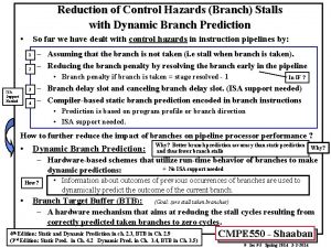 Reduction of Control Hazards Branch Stalls with Dynamic