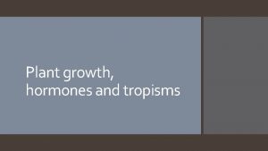 Plant growth hormones and tropisms Plant growth hormones