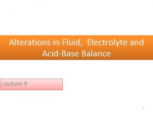 Alterations in Fluid Electrolyte and AcidBase Balance Lecture