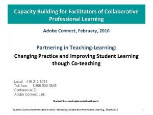 Capacity Building for Facilitators of Collaborative Professional Learning