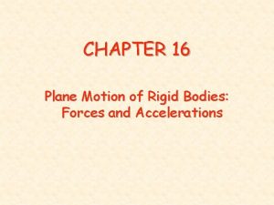 CHAPTER 16 Plane Motion of Rigid Bodies Forces