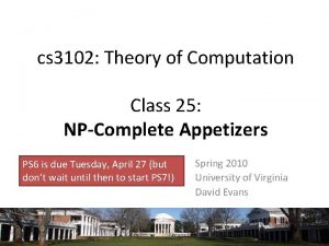 cs 3102 Theory of Computation Class 25 NPComplete