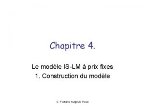 Chapitre 4 Le modle ISLM prix fixes 1