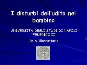 I disturbi delludito nel bambino UNIVERSITA DEGLI STUDI