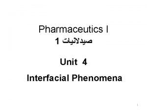 Importance of interfacial phenomena in pharmacy
