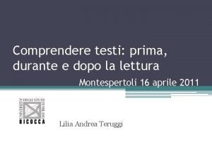 Comprendere testi prima durante e dopo la lettura