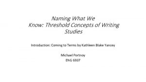 Threshold concepts in writing