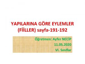 YAPILARINA GRE EYLEMLER FLLER sayfa191 192 retmen Ayfer