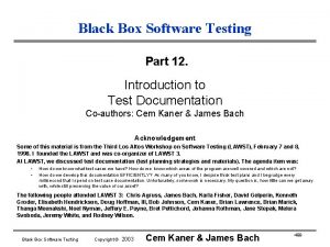Black Box Software Testing Part 12 Introduction to