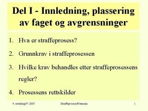 Del I Innledning plassering av faget og avgrensninger