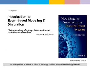 Chapter 4 Introduction to Eventbased Modeling Simulation Little
