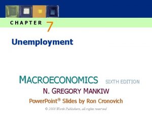 CHAPTER 7 Unemployment MACROECONOMICS SIXTH EDITION N GREGORY