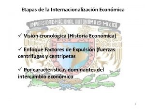 Etapas de la Internacionalizacin Econmica Visin cronolgica Historia